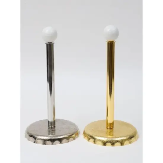 Classic Touch Silver Paper Towel Holder with White Marble Tip image {1}