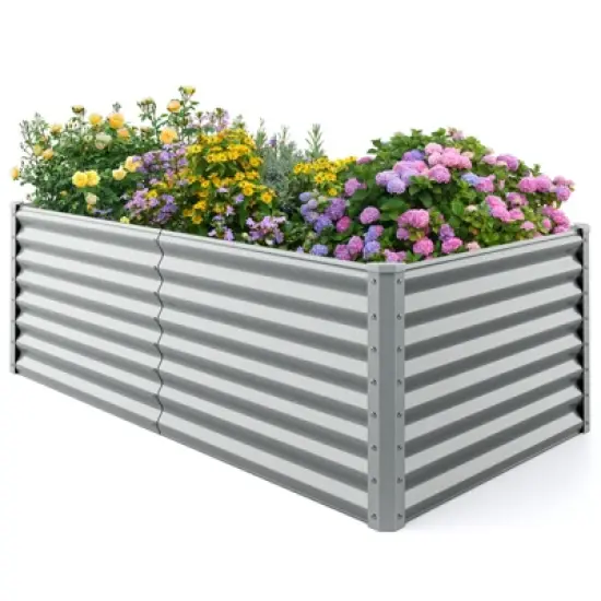Tangkula Raised Garden Bed Large Metal Planter Box Kit for Vegetable Herb 6' x 3' x 2' Gray image {9}