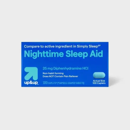 Diphenhydramine HCl Nighttime Sleep Aid Caplets - 100ct - up&up&trade; image {4}