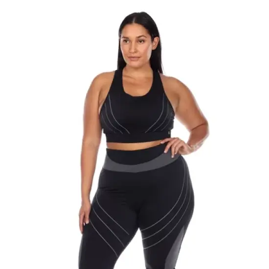 Plus Size Cut Out Back Mesh Sports Bra - White Mark image {4}
