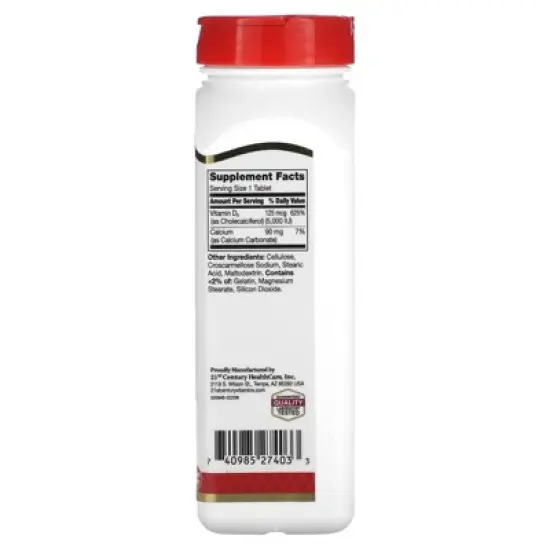 21st Century Vitamin D3, 125 mcg (5,000 IU), 360 Tablets image {1}