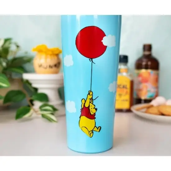 Silver Buffalo Winnie the Pooh Balloon Stainless Steel Tumbler With Straw | Holds 22 Ounces image {3}