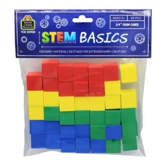 Teacher Created Resources&reg; STEM Basics: Multicolor 3/4" Foam Cubes, 40 Per Pack, 3 Packs image {1}