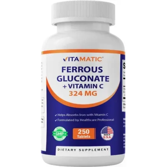 Ferrous Gluconate 324 mg + Vitamin C 100 mg (65 mg Elemental Iron) &ndash; 250 Coated Tablets image {9}