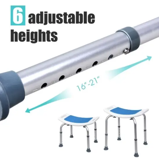 Costway Shower Bath Chair 6 Adjustable Height Bathtub Stool Bench Non-Slip Padded Seat image {6}