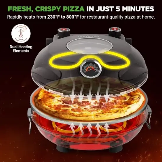 NutriChef  Countertop Electric Pizza Maker with Dual Temperature Controls image {3}