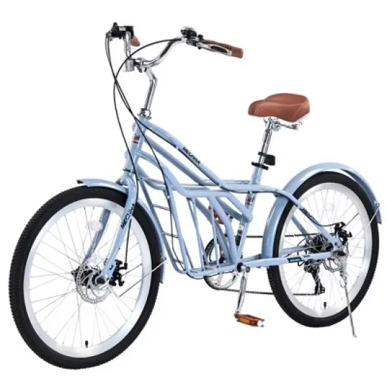 YONWAY 24 Inch Cruiser Bike, 6 Speeds Hybrid Bikes With Dual Disc Brake Suitable For Leisure Riding And Long-distance Commuting image {7}