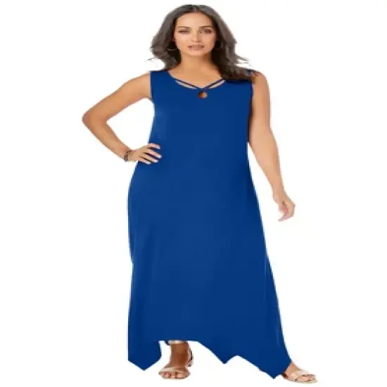 Jessica London Women&rsquo;s Plus Size Keyhole Hanky Hem Maxi Dress image {3}