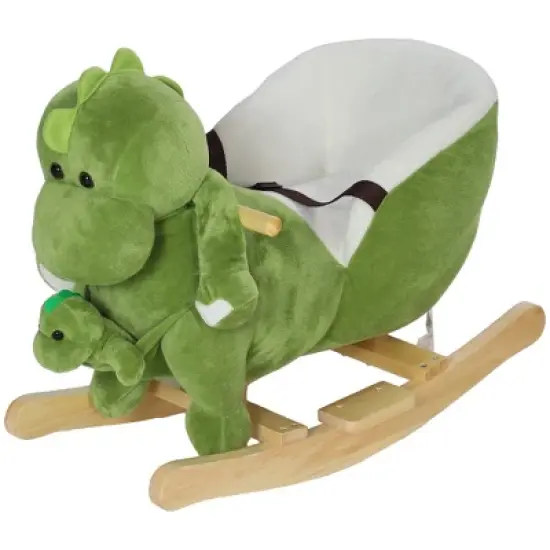 Cesicia Toddler Plush Dinosaur Animal Rocker with Seat Belt, 32 Songs, Kids Riding Horse Rocking Chair for 18-36 Months, Green image {1}