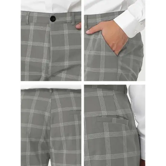 Lars Amadeus Men's Dress Plaid Slim Fit Flat Front Business Pencil Pants with Pockets image {5}