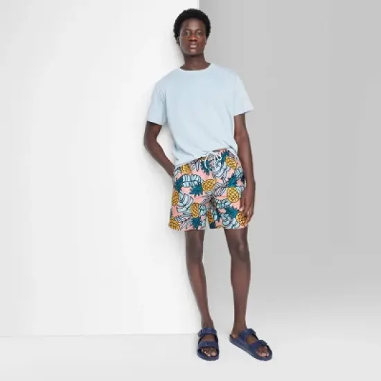 Men's 7" Elastic Waist Fruit Punch Swim Shorts - Original Use&trade; Coral Pink image {2}