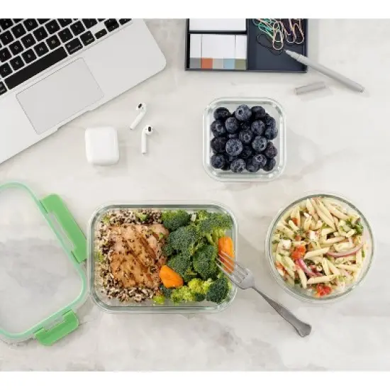 JoyFul by JoyJolt 24 Piece Glass Food Storage Containers with Leakproof Lids Set - Green image {4}