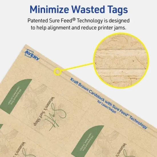 Avery Leaf Printable Tags, 2" x 3-1/2", Kraft Brown, 80 Total image {6}