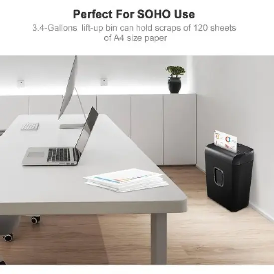 Bonsaii 6-Sheet Micro-Cut Shredder, High-Security for Home & Office, Shreds Credit Cards/Staples/Clips, Transparent Window Wastebasket image {7}