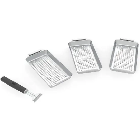 Yukon Glory Triple Grill Basket Set With Clip-On Handle, Perfect For Grilling Fish, Veggies and Meats image {6}