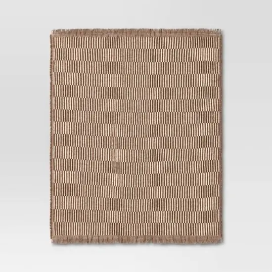 50''x60'' Oversized Woven Linework Throw Blanket Dark Camel/Cream - Threshold&trade; image {2}