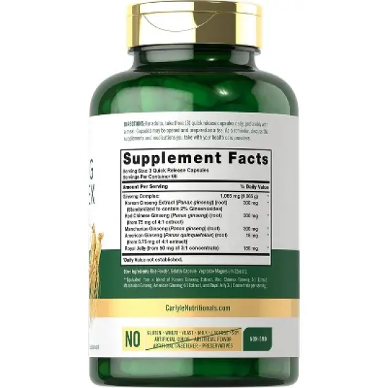 Carlyle Ginseng Extract Complex 1065mg | 200 Capsules image {1}
