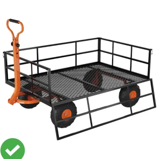 Heavy Duty Steel Garden Cart 1200 LBS Capacity 3 in 1 Pullable Garden Wagon with 13" Wheels for Gardening Soil Tools & Plant Transport image {8}