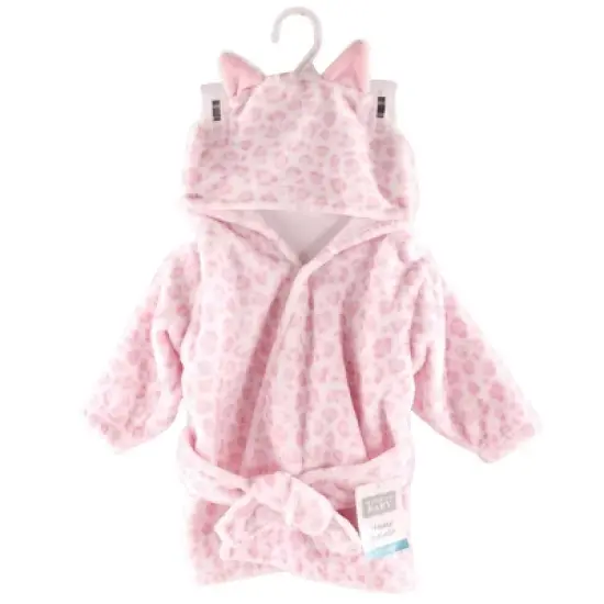 Hudson Baby Infant Girl Plush Animal Bathrobe, Leopard, 0-9 Months image {1}