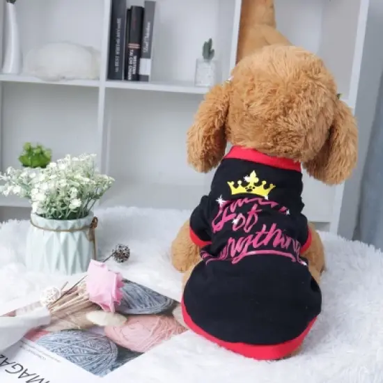 Unique Bargains Cotton Comfortable Puppy Dog Small Pet Sweatshirt Clothes Black&Red L image {3}