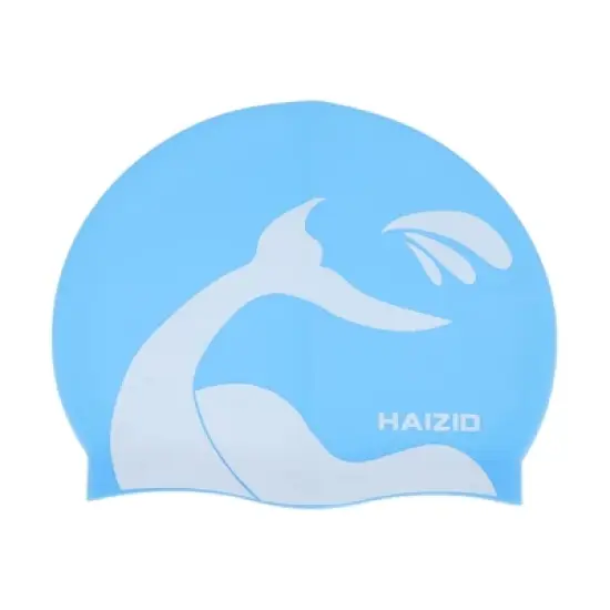 Unique Bargains Silicone Whale Tail Pattern Waterproof Swim Cap 1 Pc image {8}