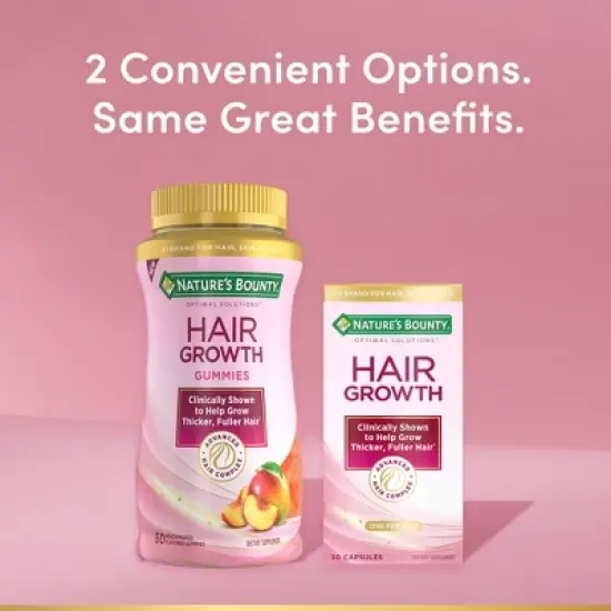 Nature's Bounty Optimal Solutions Hair Growth Gummies - Peach - 60ct image {9}