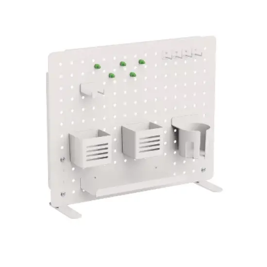 Kantek Pegboard Organizer, Three Compartments, 20.58 x 1 x 17, White, Steel image {1}