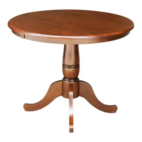 36" Round Top Pedestal Dining Table Brown - International Concepts image {2}