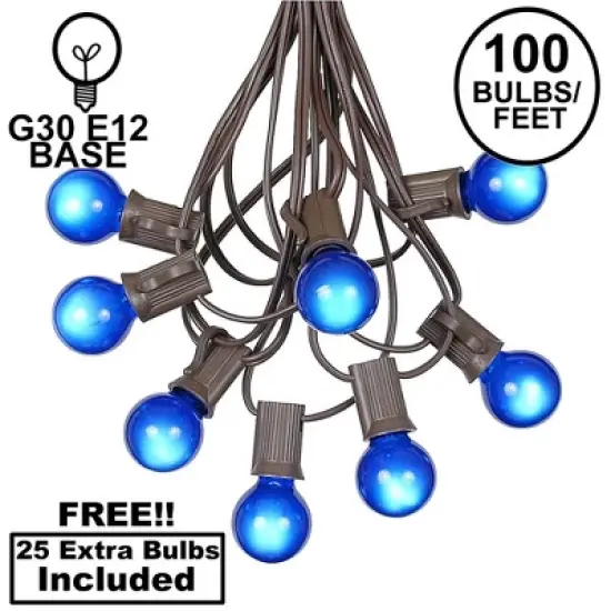 Novelty Lights 100 Feet G30 Globe Outdoor Patio String Lights, Brown Wire image {7}