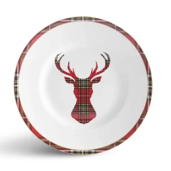 222 Fifth 12pc Wexford Dinnerware Set Red: Holiday & Christmas Dishes, Porcelain, Dishwasher & Microwave Safe image {4}