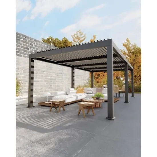 ODK All-Aluminum Louvered Pergola, Outdoor Pergola with Adjustable Louvered Roof, Reinforced Aluminum Frame, Hardtop Gazebo for Patio, Deck image {10}
