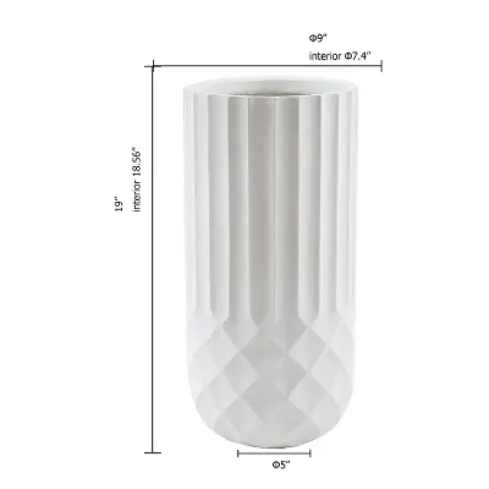 LuxenHome White 19" Tall Round MgO Planter image {4}