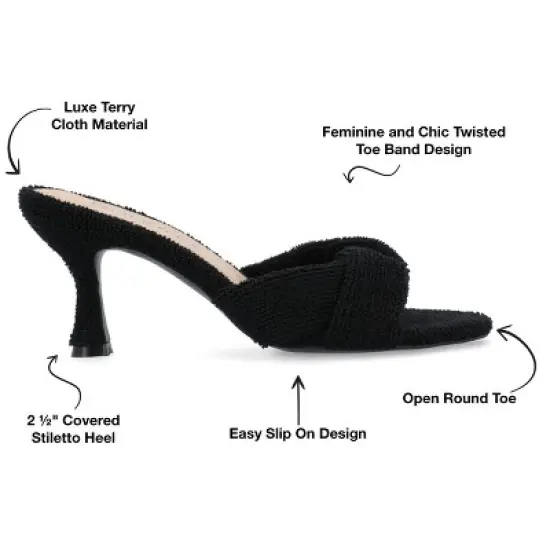 Journee Collection Womens Mannon Soft Terry Cloth Slip On Open Toe Pumps image {7}