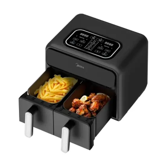 Midea 8.4qt Two-Zone Air Fryer: Dual Baskets, Digital Control, Nonstick, Cool Touch, 1650W, Black image {1}