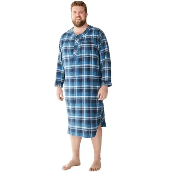 KingSize Men's Big & Tall Plaid Flannel Nightshirt Pajamas image {1}