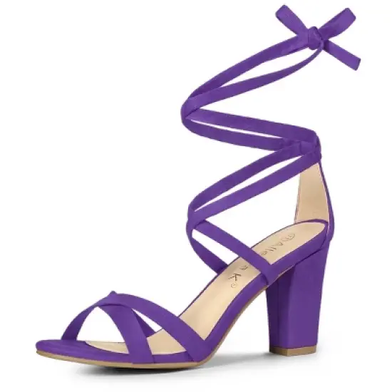 Allegra K Women's Lace Up High Block Heeled Sandals image {10}