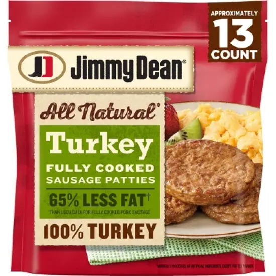 Jimmy Dean Frozen Fully Cooked All-Natural Turkey Patties - 18.3oz image {10}