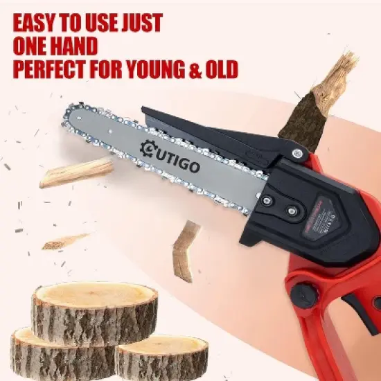 OUTIGO Mini Chainsaw, 8 inch Small Chainsaw with Safety Lock and Strong Motor for Tree Trimming, Mini Cordless Electric Chainsaw 800 W image {5}