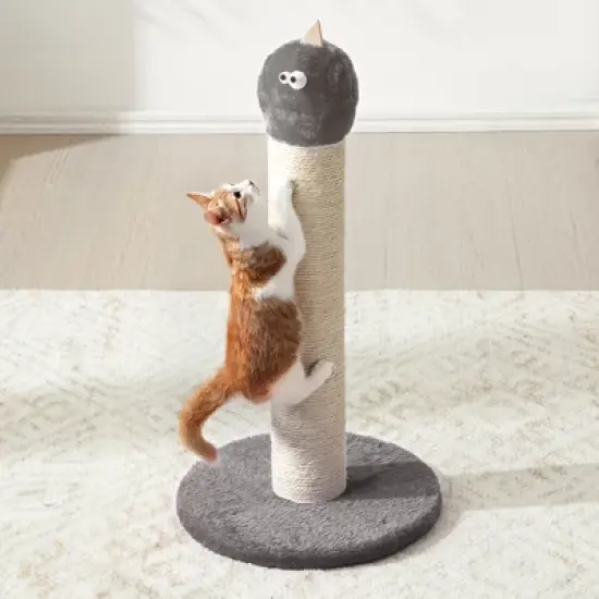 Heynemo Indoor Cat Scratching Post: 22 in Tall Cat Scratcher with Natural Sisal Rope, Cute Monster Design Kitty Pet Tower with Sturdy Wood Base image {1}