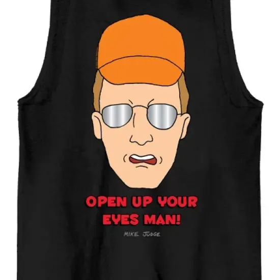 King Of The Hill Open Up Your Eyes Crew Neck Sleeveless Black Men's Tank Top image {1}