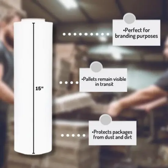 PSBM 4 Rolls Dark White 15 in. x 1500 Ft. 80 Gauge Cast Hand Pallet Stretch Wrap image {4}