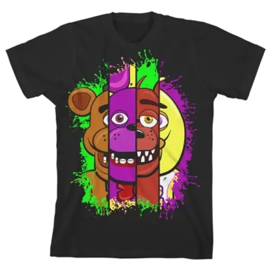 Five Nights at Freddy's Animatronic Characters Mash Up Boy's Black T-shirt image {5}