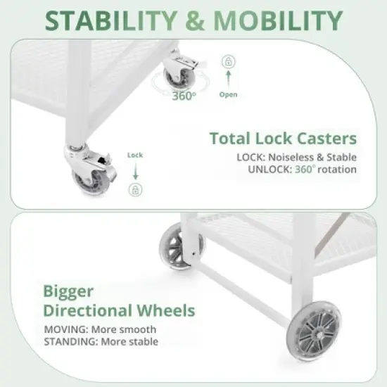 Arceso Foldable Outdoor Grill Table with 2 Total Lock Casters, Stainless Steel Pizza Oven Stand, Rolling BBQ Table and 3 Shelf Folding Kitchen Island image {1}