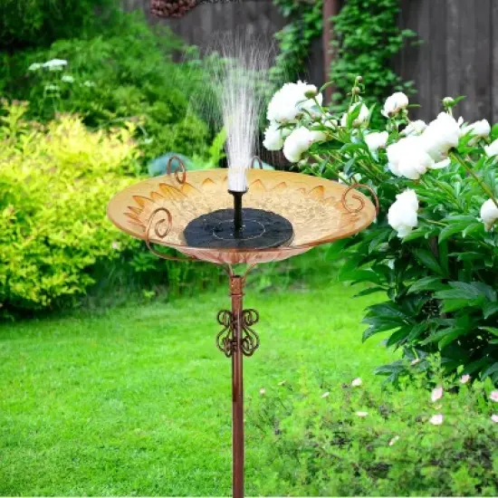 Artloge Heavy Duty Glass Bird Feeding Station Wild Bird Bath Sunflower Drinking Bowl with Metal Stake for Outdoor Garden Yard Decor image {8}