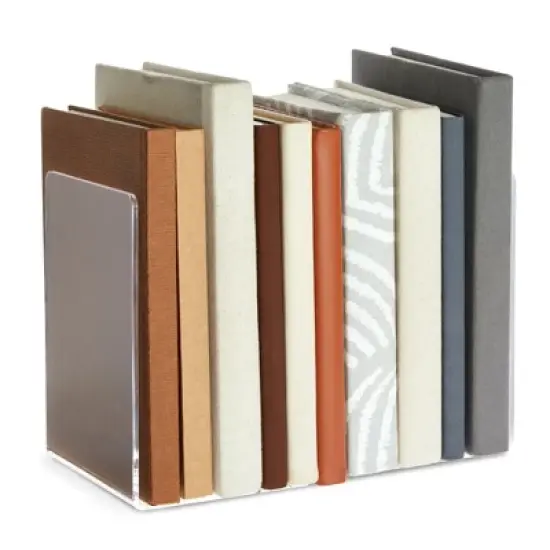 Juvale 6 Pack Acrylic Bookends for Shelves, Clear Book Ends L Shaped Book Stoppers for Office & Home, 4.5 x 7.1 in image {1}