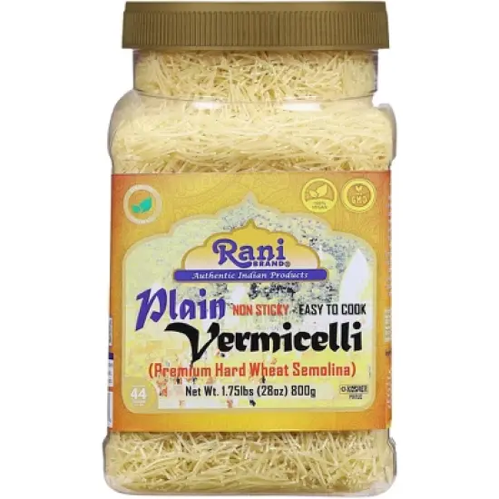 Plain Vermicelli (Wheat Noodles) - 28oz (1.75lbs) 800g PET Jar - Rani Brand Authentic Indian Products image {7}