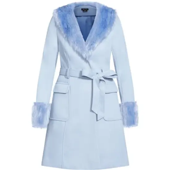 Women's Plus Size Make Me Blush Coat - powder blue | CITY CHIC image {4}