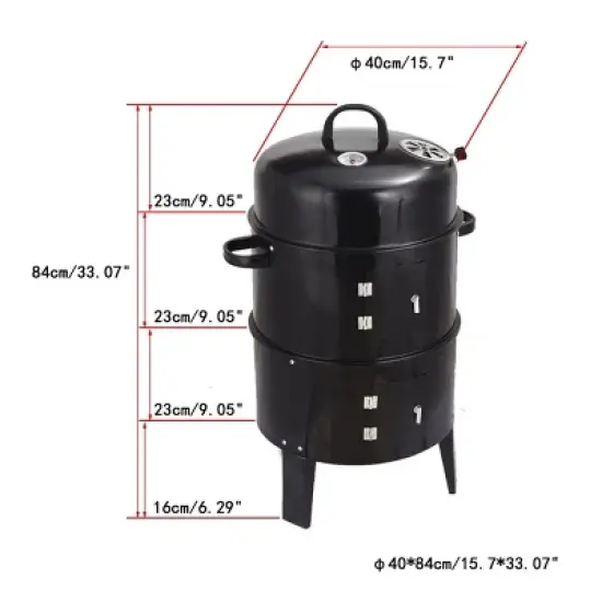 Cesicia Outdoor Double-Layer Grill, Charcoal Wood Fired Braising And Smoking Stove image {3}
