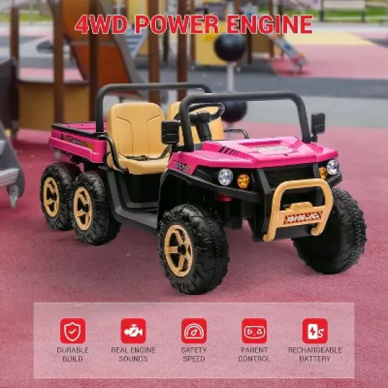 24V 2-Seater Kids Ride-On Dump Truck - Parent Remote Control, 4WD Power, Electric Dump Bed & Shovel, 6-Wheel Design for Ages 3+ image {1}