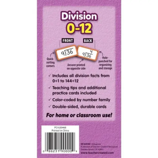 Edupress Division Flash Cards, All Facts 0-12 image {2}